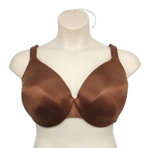 Cacique Bra Size 42G Brown Smooth Satin Full Coverage Mesh Sides U/W Lane Bryant